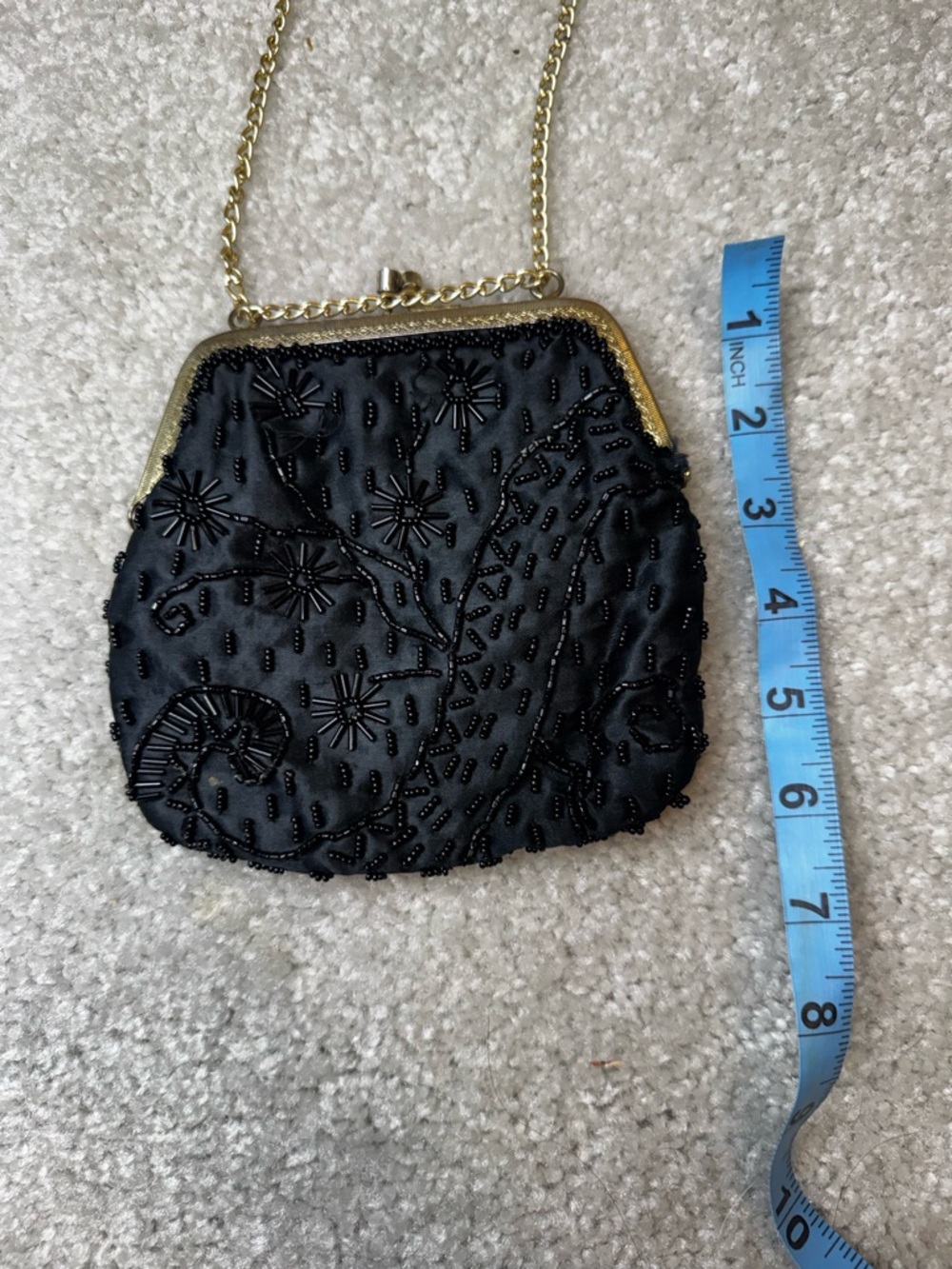 Vintage Black Beaded Evening Chain-Handle Bag - Picture 3 of 7